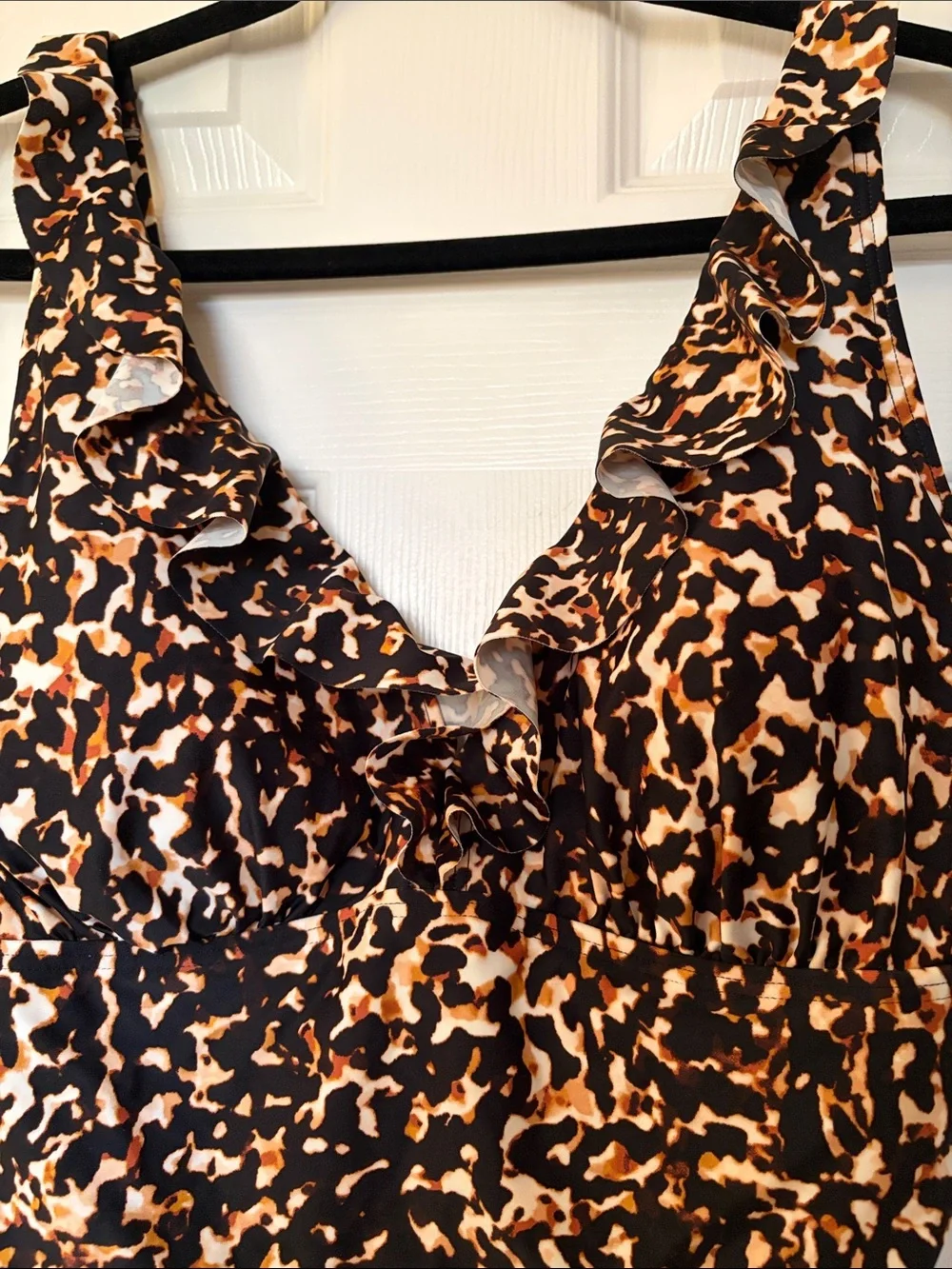 Women’s Leopard Print One-Piece Swimsuit - Brown/Black - Picture 2 of 7